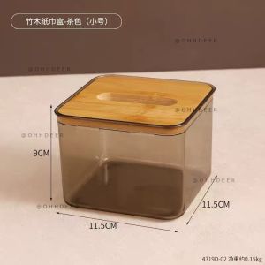 OHHDEER Kotak Tisu Penutup Buluh Lutsinar PET Pelbagai Saiz | Transparent PET Bamboo Lid Tissue Box