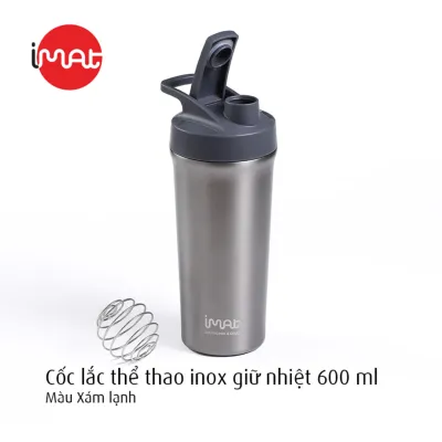 [Hỏa Tốc HN - HCM] Cốc Lắc Thể Thao IMat 600ml Inox 2 Thành Chân Không Kèm Bóng Lò Xo Tan Nhanh