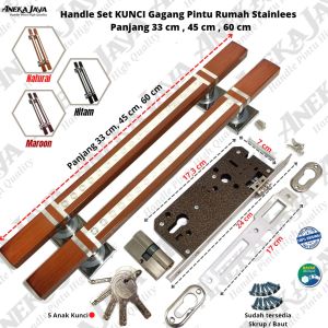 2 Gagang Pintu Set Kunci Pintu Rumah 60 cm 45 cm 33 cm / Handle Pintu Rumah / Tarikan Pintu Rumah / Pegangan Pintu Rumah / Handle Set Kunci Awet Murah Terbaru