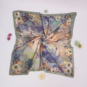 Kerudung Voal Premium Motif Floral Abstract Jumbo 140x140 cm Warna Pastel