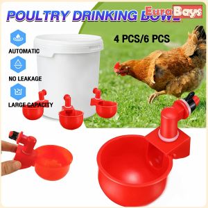 E.B. 6pcs Chicken Cup Waterer 4pcs Water Cups Automatic Waterer Cup Chicken Cup Waterer Chicken Feeder Poultry Drinking Bowl