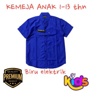 Kemeja Anak Lengan Pendek warna Denim Premium - Warna Solid untuk Usia 1-13 Tahun