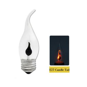 FOUNDTWO Nhấp nháy Thủy tinh Cho Trang Trí Nội Thất Chiếu Sáng Ngọn Lửa Hiệu Ứng Dây vonfram Tiết Kiệm năng lượng Ánh Sáng ban đêm Nến Ánh Sáng LED Ánh Sáng Bóng Đèn Nến Đèn Tip