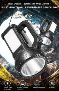 DP Rechargeable Searchlight LED Torch Searchlight Outdoor Torch with Emergency Side Light Searchlight Torch 500m Strong Light Long Range 2800mAh