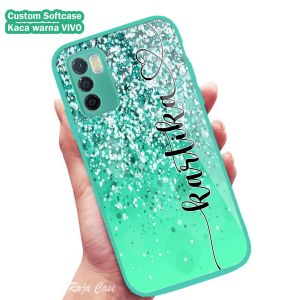 [Custom Softcase Kaca Lilac/Green Foto Bebas] For VIVO Y21 Y21S Y33S Y15S Y12 Y15 Y17 Y91 Y93 Y95 Y20 Y12S Y20S Y20I Y30 Y30i Y50  - Casing Hp-Pelindung hp - Case Handphone