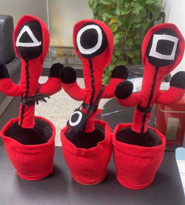 MIAOKA Squid Game Singing Dancing Twisting Plush Toy 120 English Songs Learning To Speak Luminous Recording Children Gift Funny Electric Squid Game Toy Luminous Plush Toys