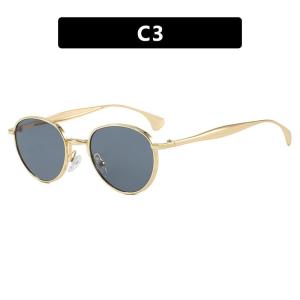 แว่นกันแดดทรงกลมทันสมัยแฟชั่นทรงรีขนาดเล็ก2025แว่นตากันแดดกรอบโลหะใหม่สไตล์ยุโรปและอเมริกาสำหรับผู้หญิง