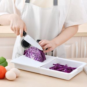 MOUSSE พร้อมตะกร้าเก็บของ เขียง3 in 1 กันลื่น Flip-Top เขียงสำหรับหั่น มัลติฟังก์ชั่ พลาสติกทำจากพลาสติก อุปกรณ์เสริมห้องครัว ผลไม้สำหรับผลไม้
