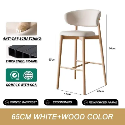 🔥SG STOCK🔥 Modern Bar Stool | High Chair | Dining Chair |Anti-Scratch Metal Wood Grain Kitchen Chair