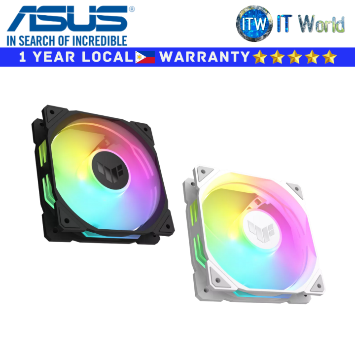 ASUS TUF Gaming TR120 ARGB Reverse Blade White 3IN1 Gehäuselüfter 3er Pack (120mm PWM PC Lüfter, 2000 RPM, 2.75 mm H2O, 76,3 CFM Luftstrom, 16 einzeln adressierbare RGB-LEDs, weiß