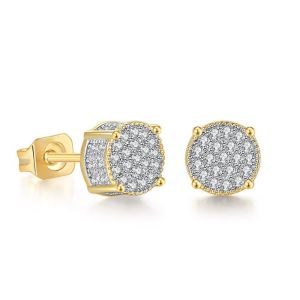 Hip Hop Punk Iced Out Zircon Stud Earrings for Men Women Ear Accessories Hippie Fashion Jewelry