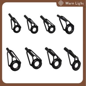 Warm Light เบ็ดตกปลาสแตนเลสด้านบนแหวนพอร์ซเลน8ชิ้น DIY ปลายเบ็ดตกปลาอุปกรณ์ตกปลา Pesca