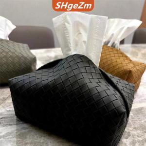 [COD] SHgeZm 1 hộp khăn giấy bằng da dệt Hộp đựng giấy xe hơi di động sang trọng Hộp đựng khăn ăn khách sạn nhà hàng trang trí Ins