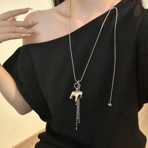 Hmeme New tua Pony Mặt dây chuyền kéo ra dài vòng cổ cho phụ nữ rắn xương chuỗi phụ kiện Áo len chuỗi