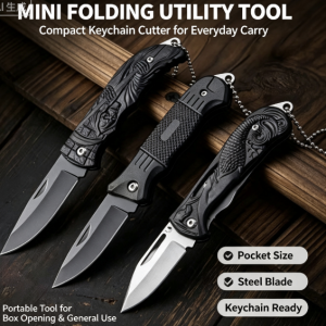 Mini Folding Utility Tool Compact Keychain Cutter for Everyday Carry Pocket Size Steel Blade Keychain Ready