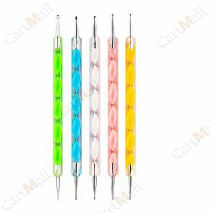 Nail Art Dotting Tool Point Drill Nail Pen of Spiral Rod 5 Pcs/Set