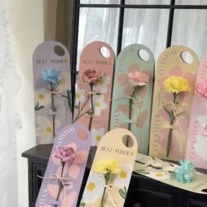 5pcs/set Single Flower Paper Card Packaging Paper Handheld for Mothers day Gift ideas PAZU