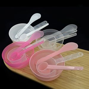 JON09 4Pcs/Set Mini Face Mixing Bowl Set DIY Plastic Facial Spatula Tool Homemade Reusable Salon