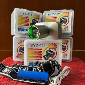senter kepala ZOOM 3 WARNA CAHAYA BYZ-779 50W - senter zoom cahaya putih biru dan kuning 50W