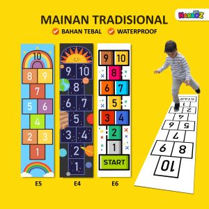 Mainan Tradisional Engklek Hopscotch Jingkat Tengge Tengge Activity Games Anak TK Paud SD