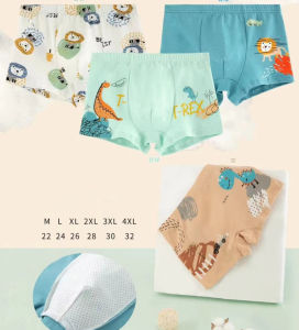 SET 4 Quần Lót Cotton Lưng Vừa Họa Tiết Mặt Thú Hoạt Hình Cho Bé Từ 2-12 Tuổi