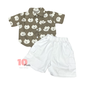 [10-45KG] Bộ Quần Áo Sơ Mi Bé Trai Chất Liệu Áo Cotton Mix Quần Kaki Mềm Mát  -  Set Quần Áo Bé Trai TenKids Store