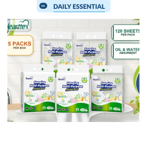 【DAILY ESSENTIAL】 【5Packs/Box】心相印Hearttex Hanging Kitchen Towels 120 Sheets 2-Ply Oil Water Absorbent Paper 210x225mm