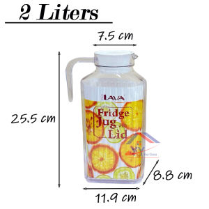 Lava Fridge Jug 1.7Ltr& 2Ltr/Acrylic PC Plastic Water Pitcher/Transparent Water Jug With Lid/Drinking Serving Jug/Kettle/Water Container/Kendi Air/ Spout Pitchers for Drink/Drink Jug