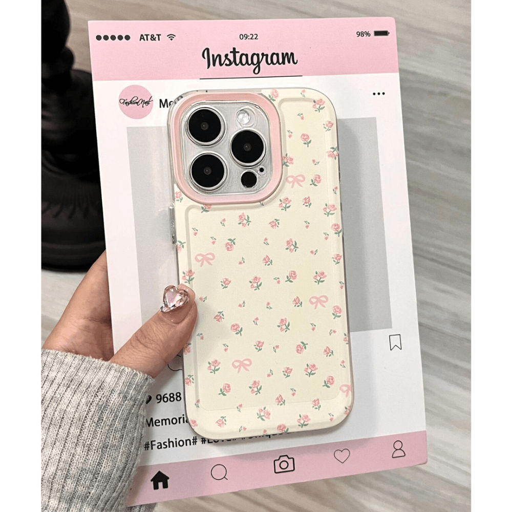 17 Max Case Pink Floral Transparent Space Matte Shockproof Full Cover Korean Japanese Cartoon Ins Style IPhone 16 Pro_voghion.com