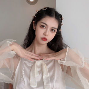 (สินค้าดีที่สุด บ้านสาวน่ารัก ที่หนีบผมโลหะทรงสี่เหลี่ยมรูปหัวใจสีทองขนาดเล็กที่หนีบผมสไตล์เกาหลีสําหรับผู้หญิงปีชิ้น/เซ็ต