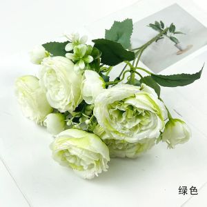 Artificial Flower Rose Peony Hydrangea Fake Flower DIY Party Home Wedding Decor Valentines Flower Bouquet