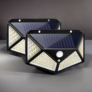 Đèn năng lượng mặt trời sân vườn tường cảm biến cơ thể con người 100LED 3 chế độ (dung lượng 1800mah) ánh sáng LED.