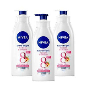 Sữa dưỡng thể trắng da body Nivea chai 350ml phục hồi da & chống nắng ban ngày từ 8 Super Food hàng chính hãng