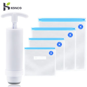 Konco 4 PCS 4 Size Vacuum Bags 1PC Vacuum Sealer Fresh Food Storage Bags Reusable Vacuum Bag For Handheld BPA Free