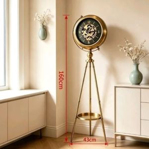 xpkQ Retro Floor Clocks European Large Three-legged Floor Clocks Metal Luxurious Silent Watches Hotel Art Decoration Accessories T6H1N