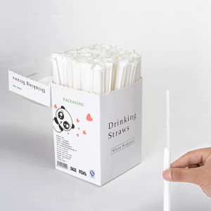 YAFEN 100 300Pcs Clear Individually Wrapped Boxed Drinking PP Straws Tea Drinks Straws
