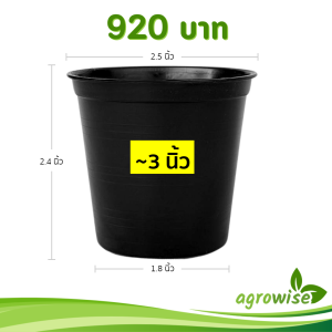 กระถาง กระถางต้นไม้ กระถางพลาสติก เบอร์ 2 2.5 นิ้ว สีดำ 1000 ใบ ยกมัด ยกกระสอบ
