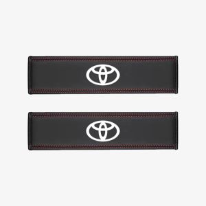 2Pcs Toyota Universal Car Safety Seat Belt Cover Leather Safety Belts Shoulder Protection For Toyota Agya Raize Calya Avanza Veloz Rush Kijang Innova Yaris Corolla Cross RAV4 Vios