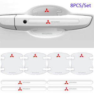 HN| 8PCS/Set Car Door Bowl Sticker Protection Film Car Door Handle Anti-collision Strip Decals Anti-scratch Accessories for Mitsubishi ASX Lancer Outlander Mirage Galant L200 Xpander