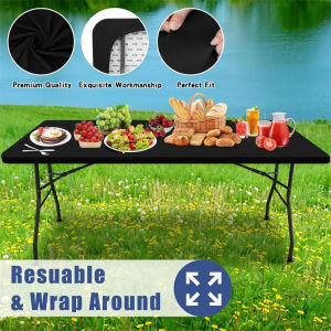 B-HQ 4/6Fit Elastic Tablecloth Cover Spandex Washable Polyester Table Protector Party Wedding Table Cloth