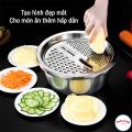 Bộ thau rổ inox 304 kèm nạo bào rau củ quả đa năng cao cấp 3 in 1, dễ dàng vệ sinh, siêu bền, tiện dụng cho nhà bếp. 