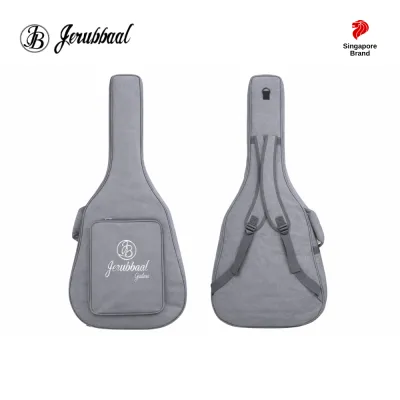 Jerubbaal Acoustic Guitar Gig Bag - 11mm Premium Padding & Shoulder Strap – Grey Cationic Fabric (Smooth Texture Material)