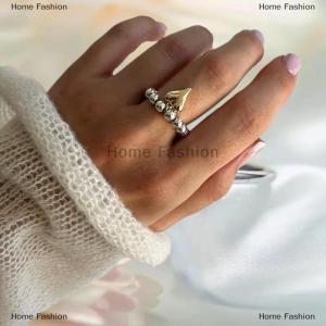 [COD] Home Fashion Elegant Metal Heart Elastic Rope String CCB Round Bead Ring Gold Heart Pendant European And American Adjustable Ring