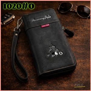 TRENDY NEW FASHION MENS GENIUNE ZIP LONG WALLET WITH SHORT STRAP*Dompet ZiP Panjang Lelaki*男士长拉链钱包*READY STOCK MALAYSI