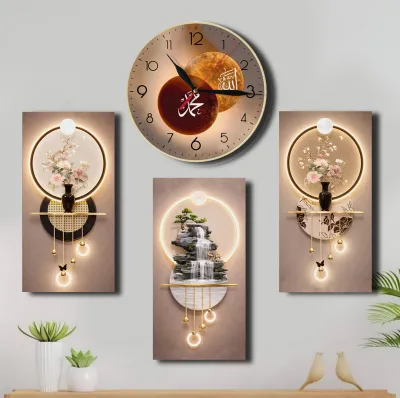 Jam Hiasan Dinding Unik Merak Mewah Dekorasi Home Jam Hiasan Dinding Astronot Kantor Cafe Set 4pcs