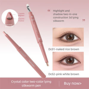 Two-color Silkworm Eyeliner Pen Brightens Shadows Two-in-one Waterproof and Non-smudge Double-headed Eyeliner Pen