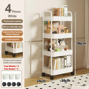 Multi Layer Trolley Cart 3/4/5Layer Bathroom Trolley Cart Organizer Kitchen Shelf Storage Rack With Wheel Bedroom Mobile Use and Perfect for Organizing Baby Snacks and Bathroom Items