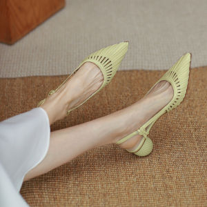 giày nữ hoa văn tinh xảo giày đơn phím xóa lùi phong cách thoải mái và thanh lịch kiểu gót giữa