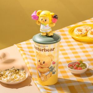 แก้วน้ำรูปหมีเนย แก้วน้ำร่วมแบรนด์ Butter Bear แก้วน้ำลายการ์ตูนสุดน่ารัก 550/700ML สุดน่ารัก แก้วน้ำรูปหมีเนย
