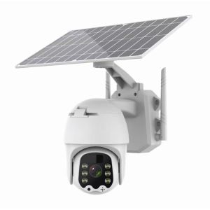 4G LTE SIM Card / WIFI - Free Batteries - I-CAM+ APP Solar Camera 5MP Outdoor Wireless PTZ IP CCTV Camera Home Security